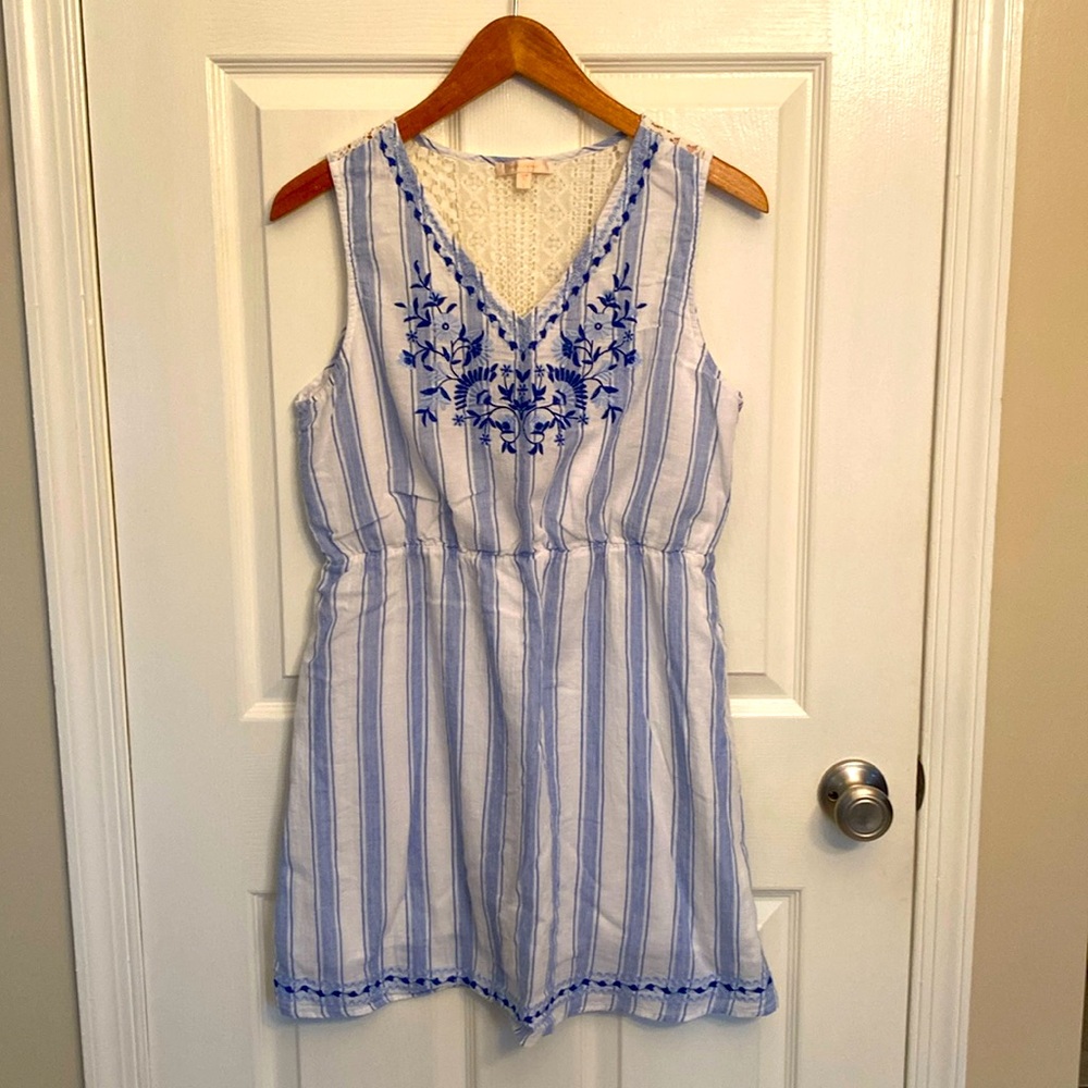 Skies are Blue Lightweight Dress Cotton Embroidery Lace Large L